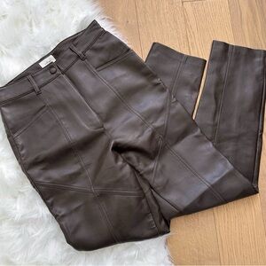 Aritzia Dark Brown Leather High Waisted Pants